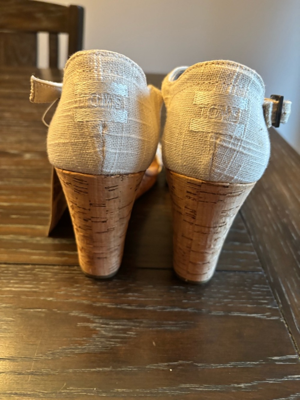 TOMS Natural Linen Cork Wedge Sandals - Beige - Picture 5 of 5